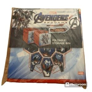 Marvel Avengers Endgame 2 Pack Foldable Storage Bins NEW Kids Room Decor Blue